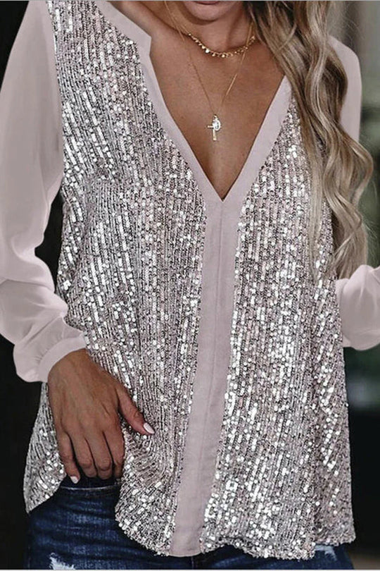 Jennifer | Elegant blouse with sequins and long sleeves