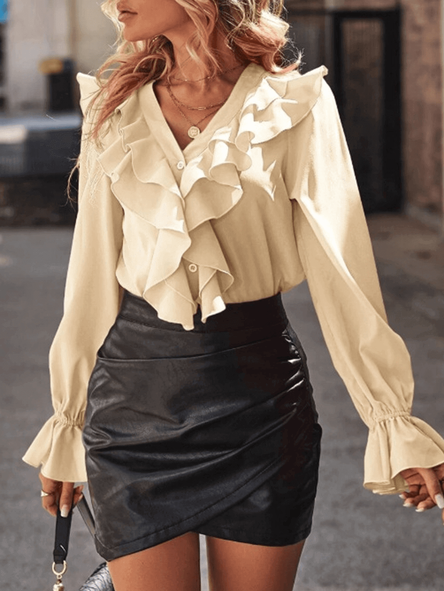 Jessica | Pleated elegant blouse with long sleeves