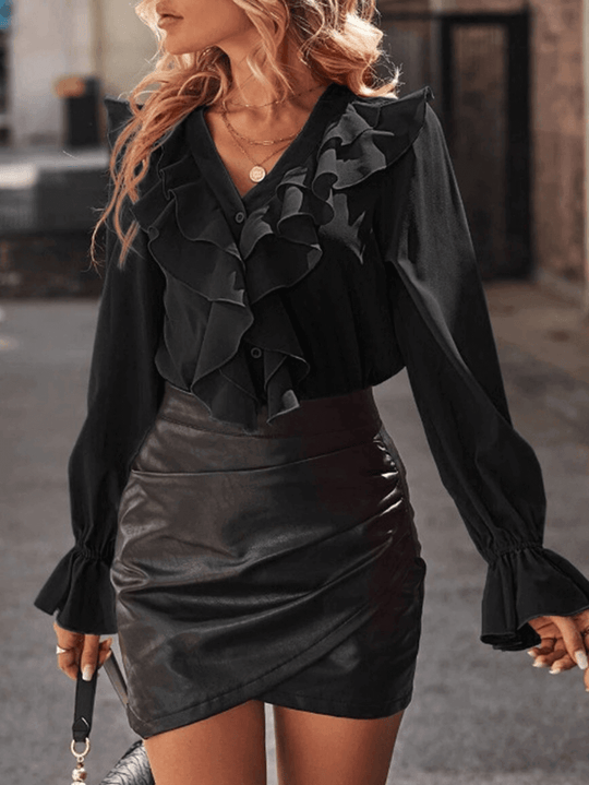 Jessica | Pleated elegant blouse with long sleeves