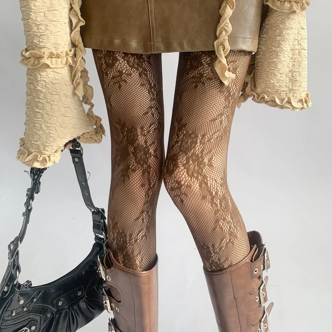 Julia | Elegante uitgeholde panty met bloemenpatroon