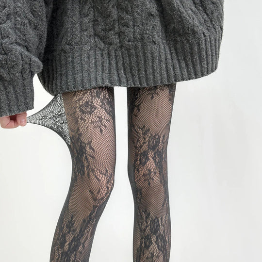 Julia | Elegante uitgeholde panty met bloemenpatroon