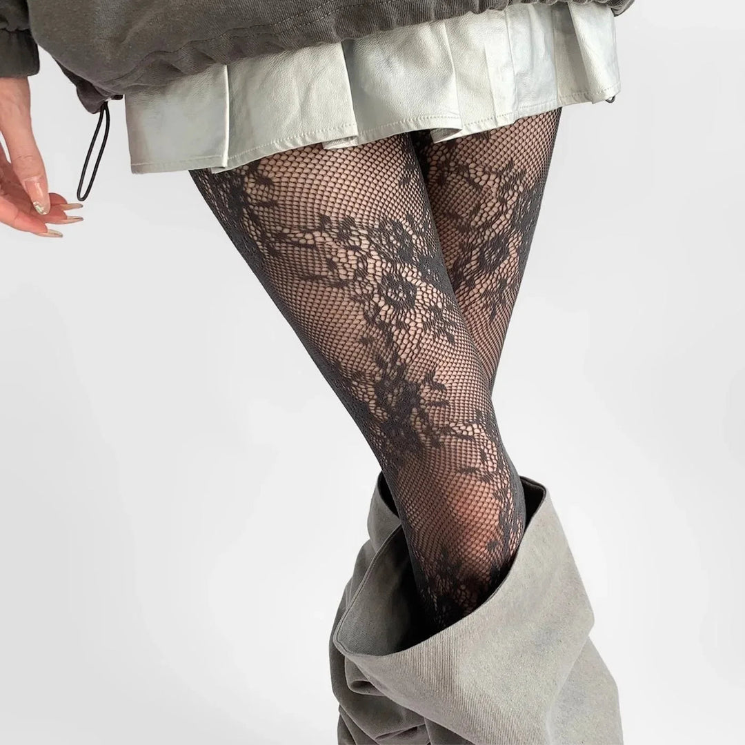 Julia | Elegante uitgeholde panty met bloemenpatroon