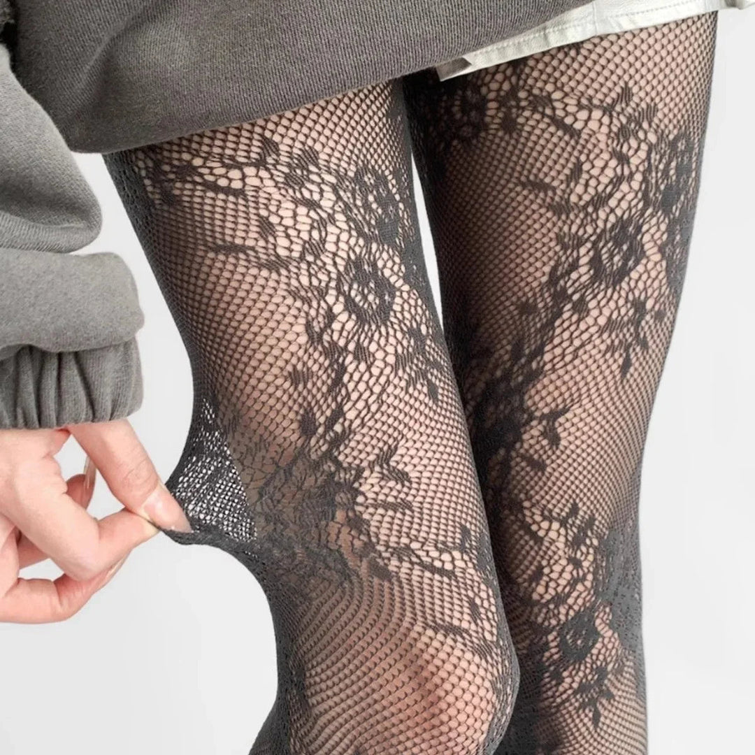 Julia | Elegante uitgeholde panty met bloemenpatroon