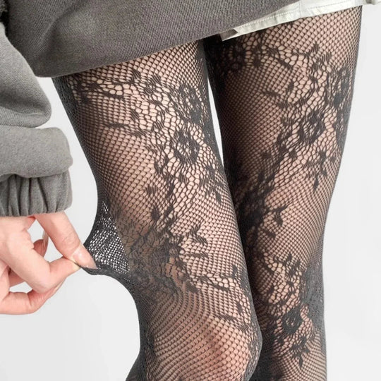 Julia | Elegante uitgeholde panty met bloemenpatroon
