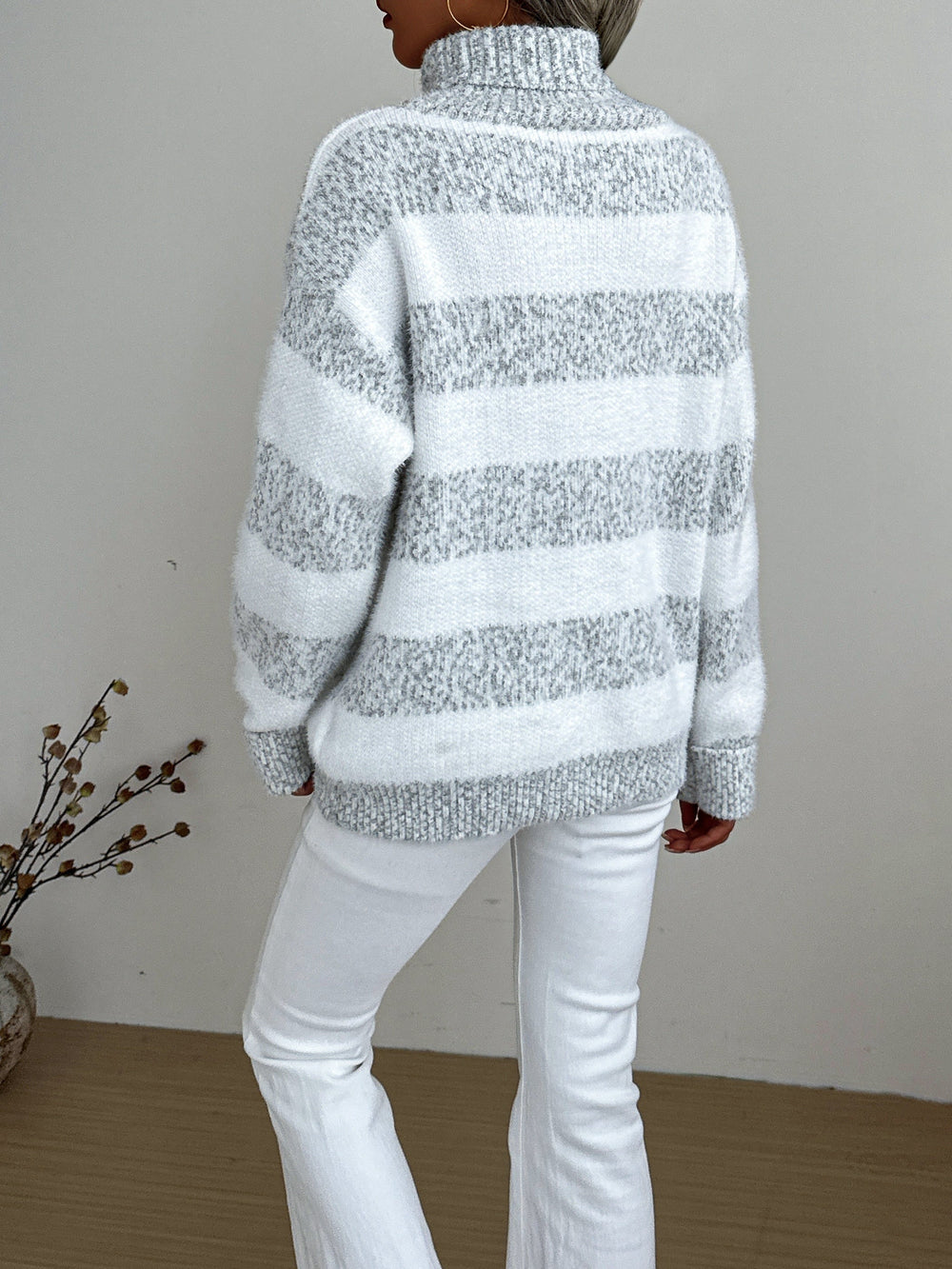 Juliane | Striped cotton turtleneck sweater