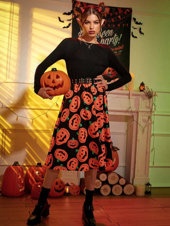 Karolin | Halloween midi dress with pumpkin print