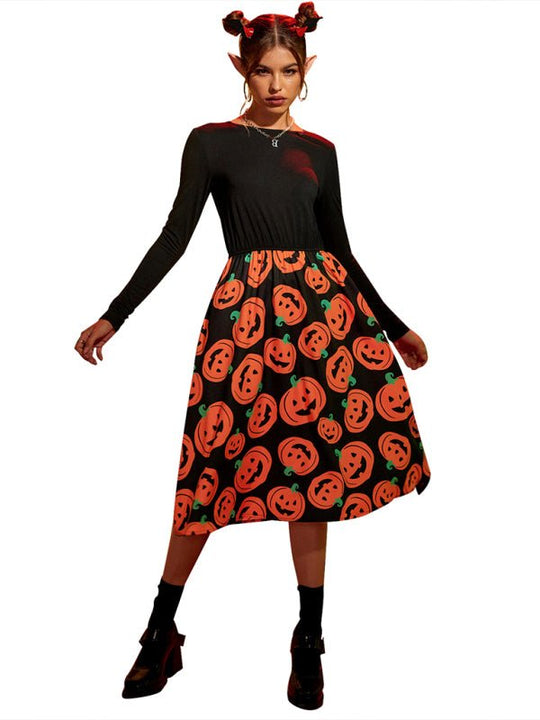 Karolin | Halloween midi dress with pumpkin print