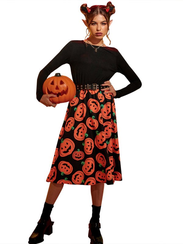 Karolin | Halloween midi dress with pumpkin print