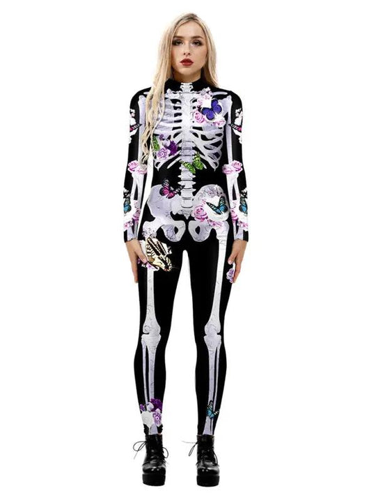 Katharina | Costume di Halloween con stampa scheletro di fiori