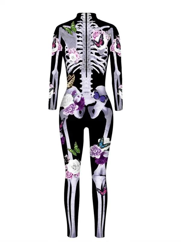 Katharina | Costume di Halloween con stampa scheletro di fiori