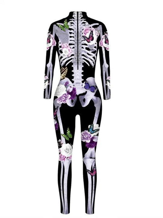 Katharina | Costume di Halloween con stampa scheletro di fiori