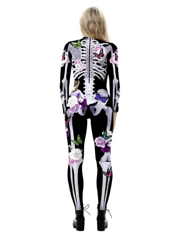 Katharina | Costume di Halloween con stampa scheletro di fiori