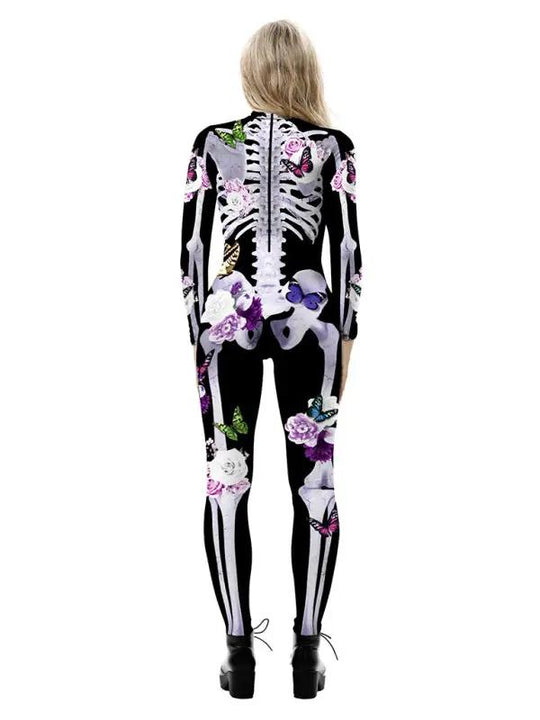 Katharina | Costume di Halloween con stampa scheletro di fiori