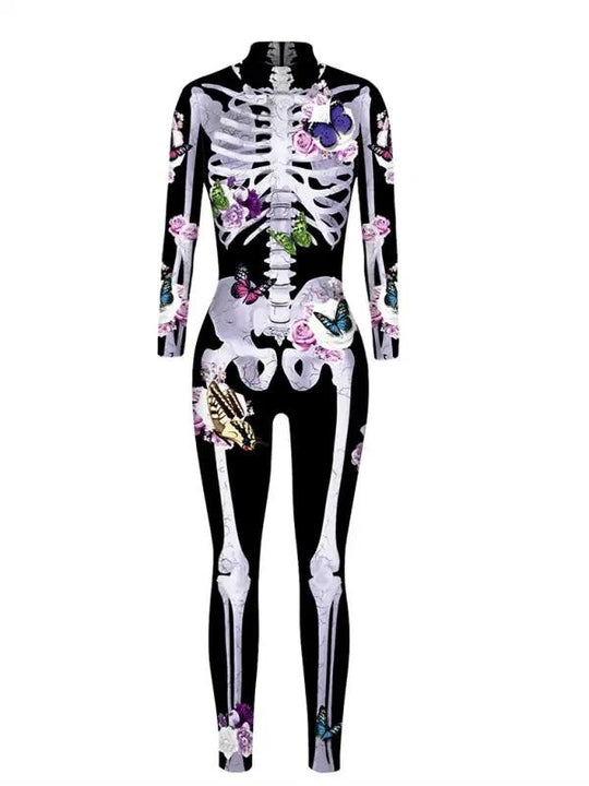 Katharina | Costume di Halloween con stampa scheletro di fiori