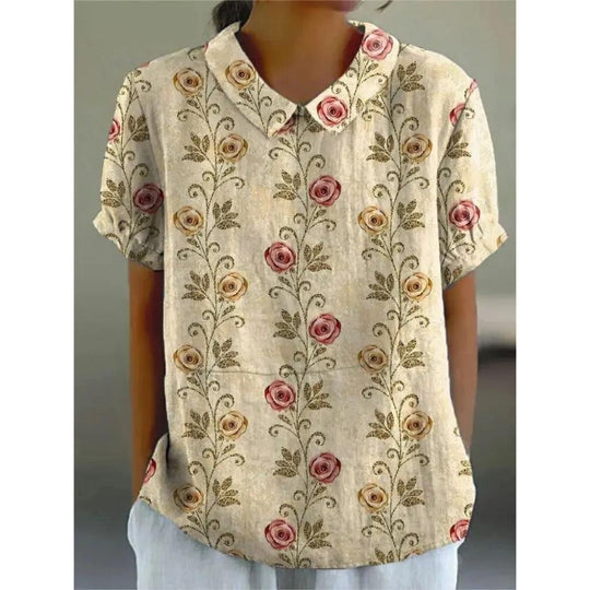 Katharina | Blouse of cotton blend with floral pattern