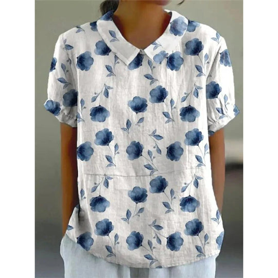 Katharina | Blouse of cotton blend with floral pattern