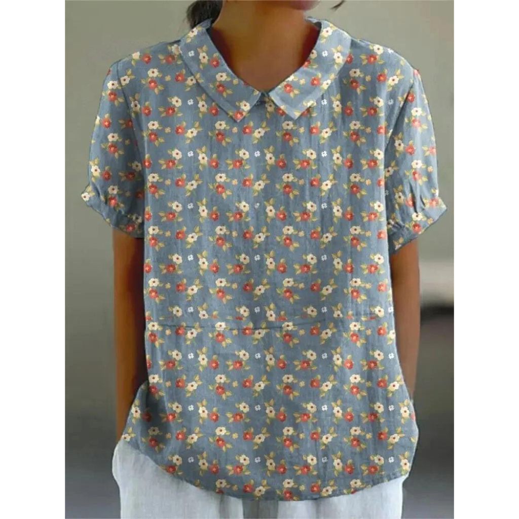 Katharina | Blouse of cotton blend with floral pattern