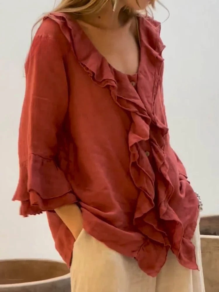 Kerstin | Camisa casual elegante con volantes