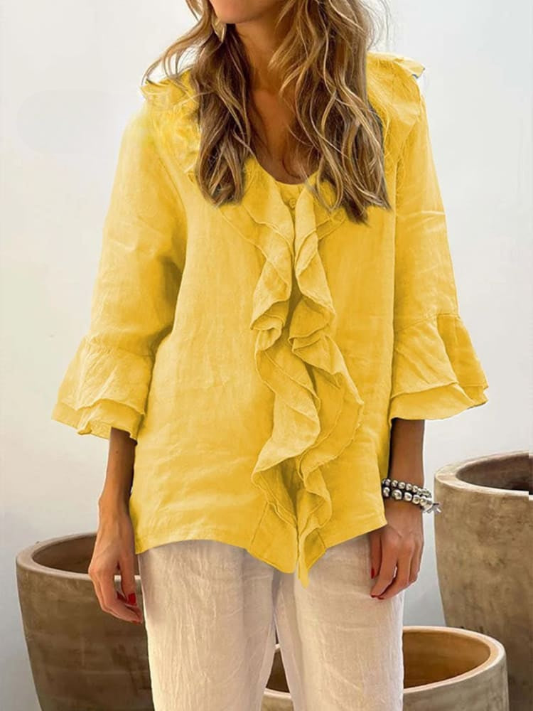 Kerstin | Camisa casual elegante con volantes