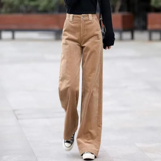Kira | Comfortable corduroy pants with high waist