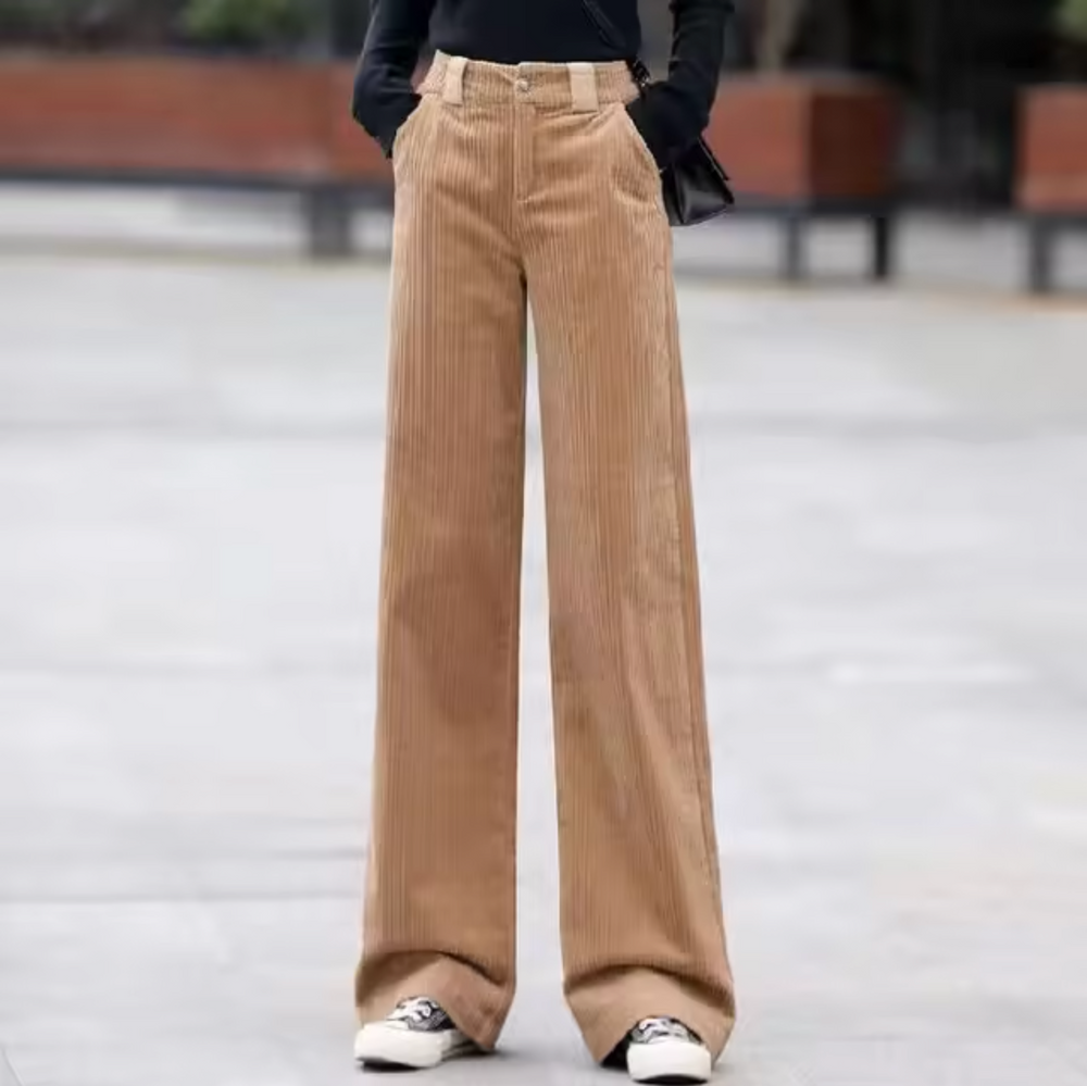 Kira | Comfortable corduroy pants with high waist
