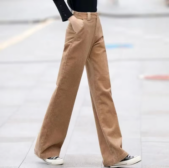 Kira | Comfortable corduroy pants with high waist