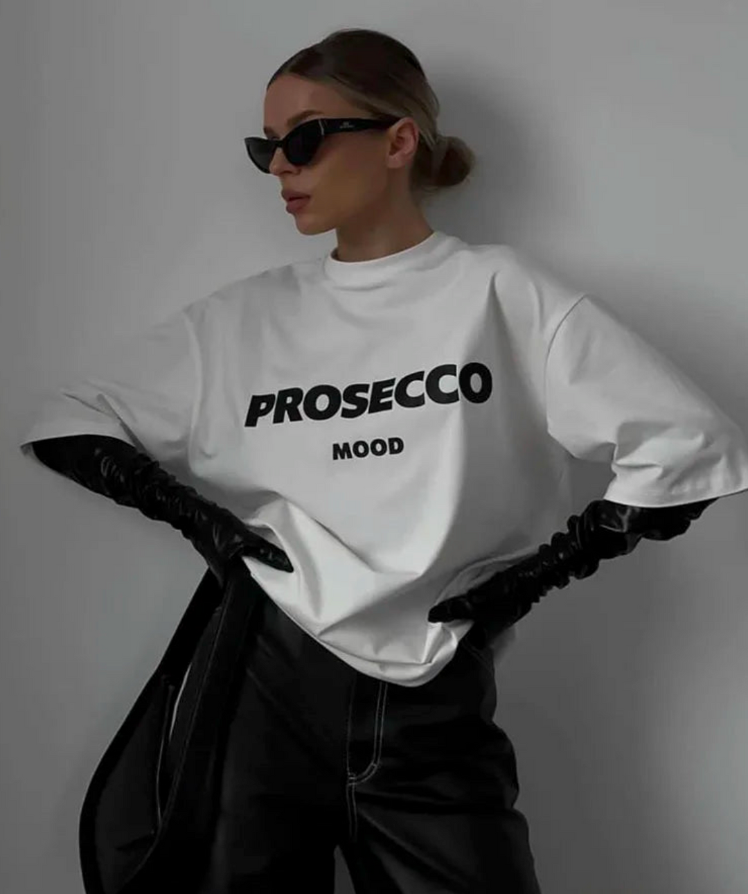 Poppy | Modieus oversized T shirt met proseccoprint