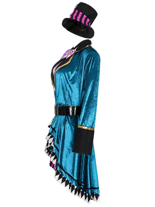 Klaudia | Zauberer Halloween Kostüm Mini Kleid mit langen Ärmeln