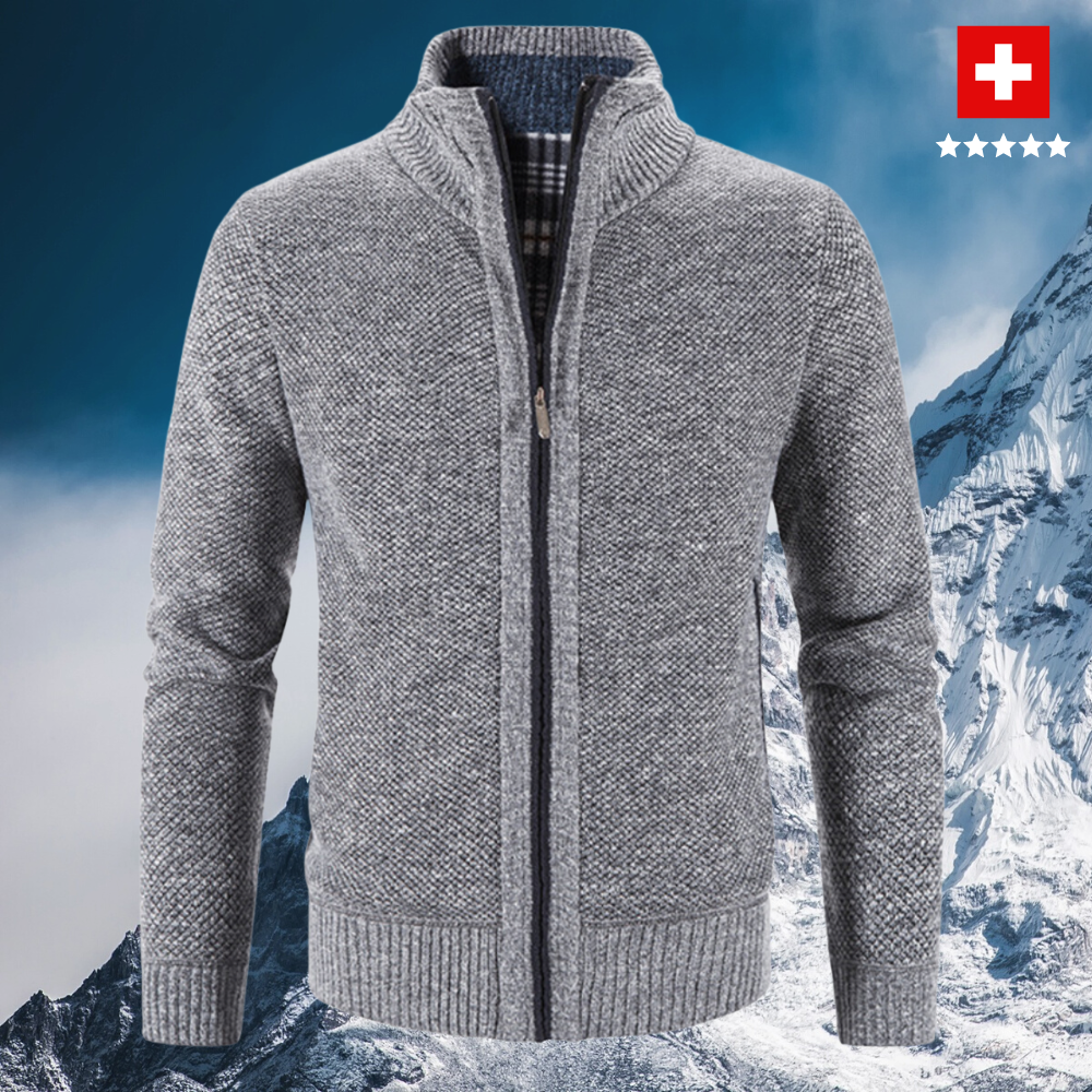 Mike - Warm Men's Cardigan With Zipper For Cold Days