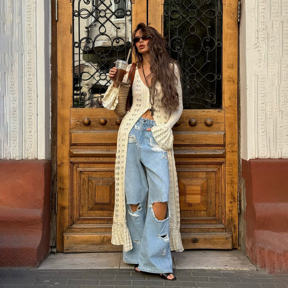 Laura | Long vest with flared sleeves