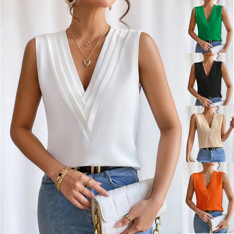 Leah | Elegant summer blouse with short sleeves