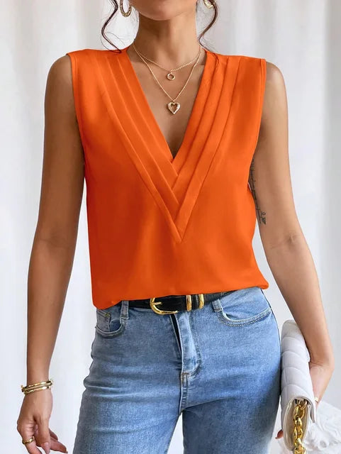 Leah | Elegant summer blouse with short sleeves
