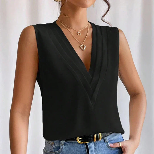 Leah | Elegant summer blouse with short sleeves