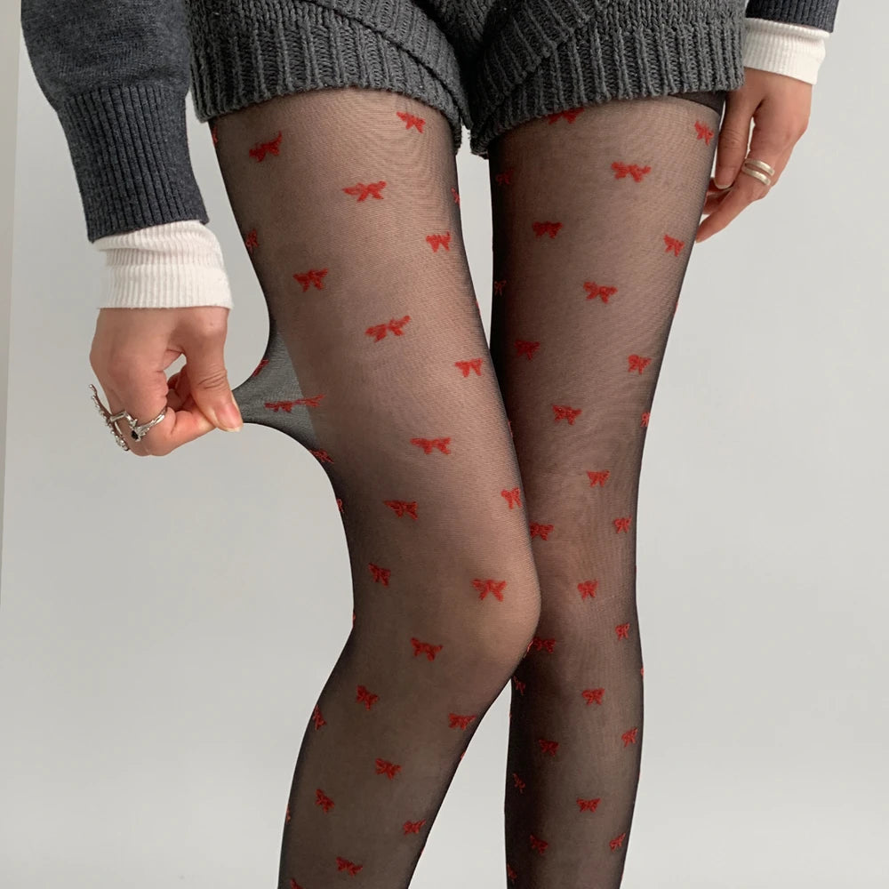 Leah | Modieuze panty met hartjes- en stippenpatroon