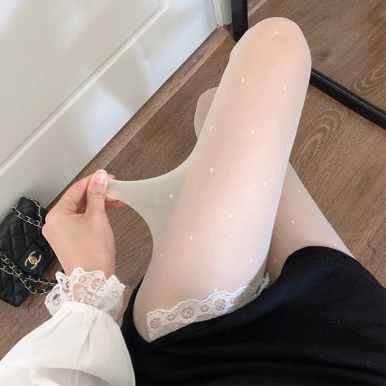 Leah | Modieuze panty met hartjes- en stippenpatroon