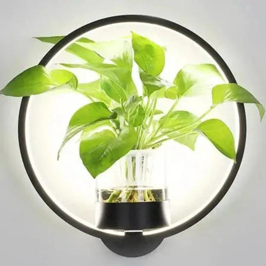 Design wandlamp met geïntegreerde plant, geschikt voor moderne en minimalistische interieurs.