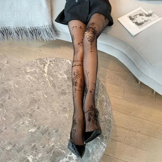 Lena | Modieuze panty met grafisch patroon