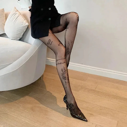 Lena | Modieuze panty met grafisch patroon