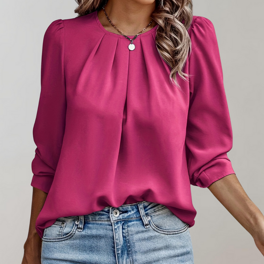 Lena | Unique blouse with crinkle puff sleeves