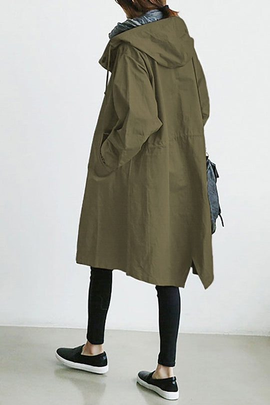 Lichtblauw | Elegante trench coat impermeabile con cappuccio