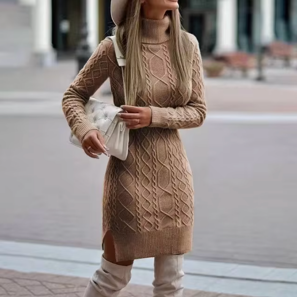 Lisa | Elegant knitted midi dress with long sleeves