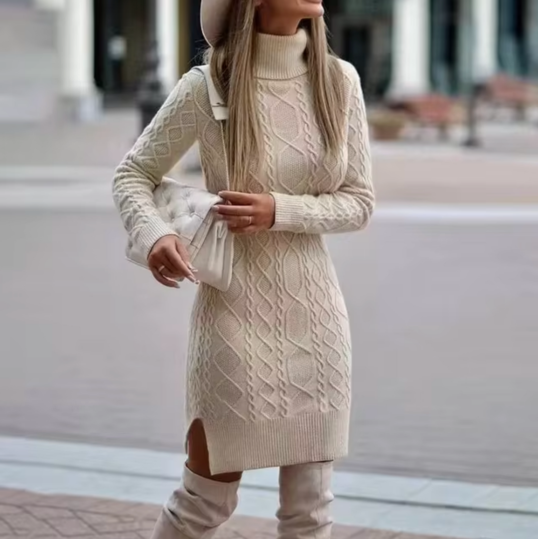 Lisa | Elegant knitted midi dress with long sleeves