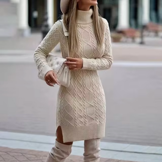 Lisa | Elegant knitted midi dress with long sleeves
