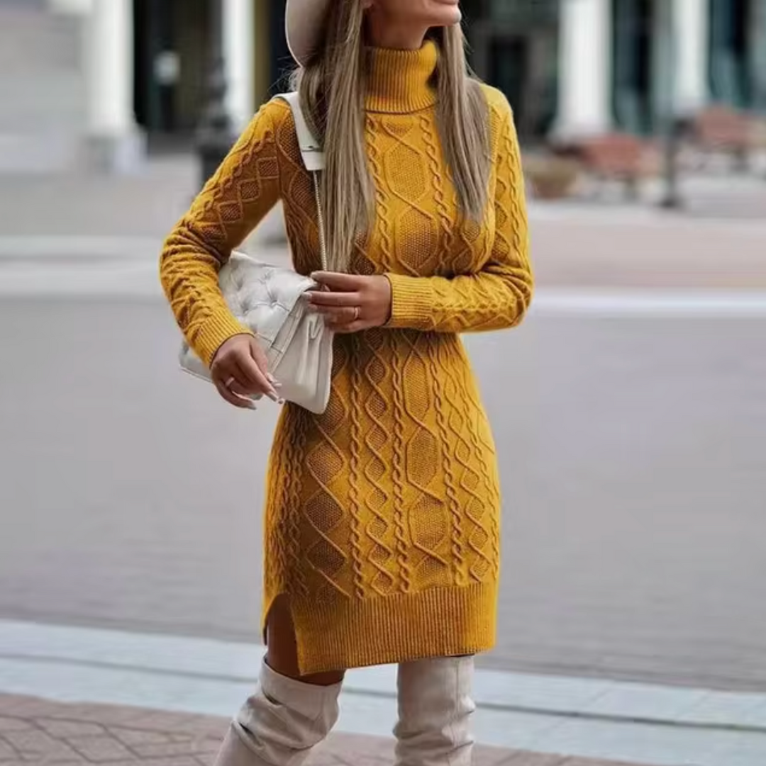 Lisa | Elegant knitted midi dress with long sleeves