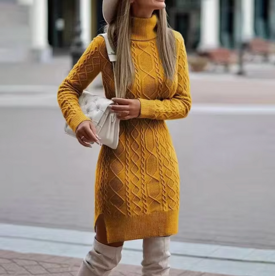 Lisa | Elegant knitted midi dress with long sleeves
