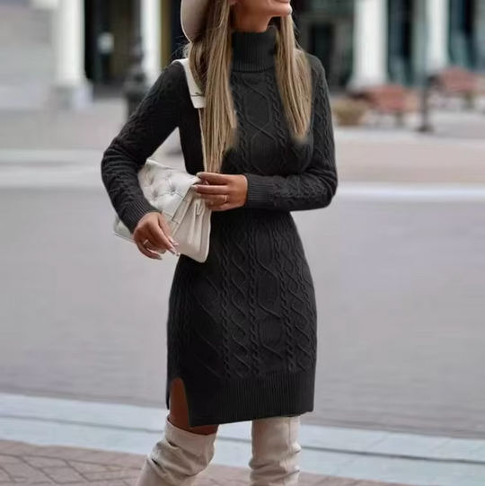 Lisa | Elegant knitted midi dress with long sleeves