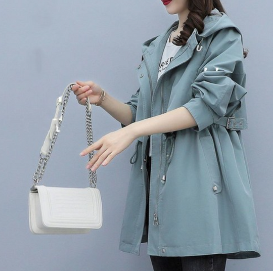 Lisa | Trench coat impermeabile lungo con cappuccio