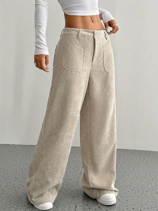 Luisa | Trendy corduroy pants with high waist