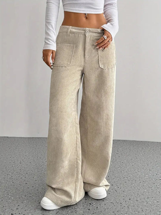 Luisa | Trendy corduroy pants with high waist