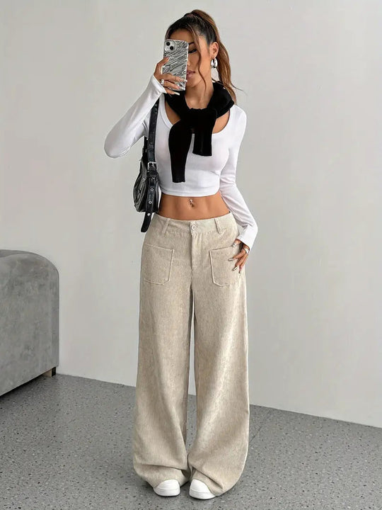 Luisa | Trendy corduroy pants with high waist